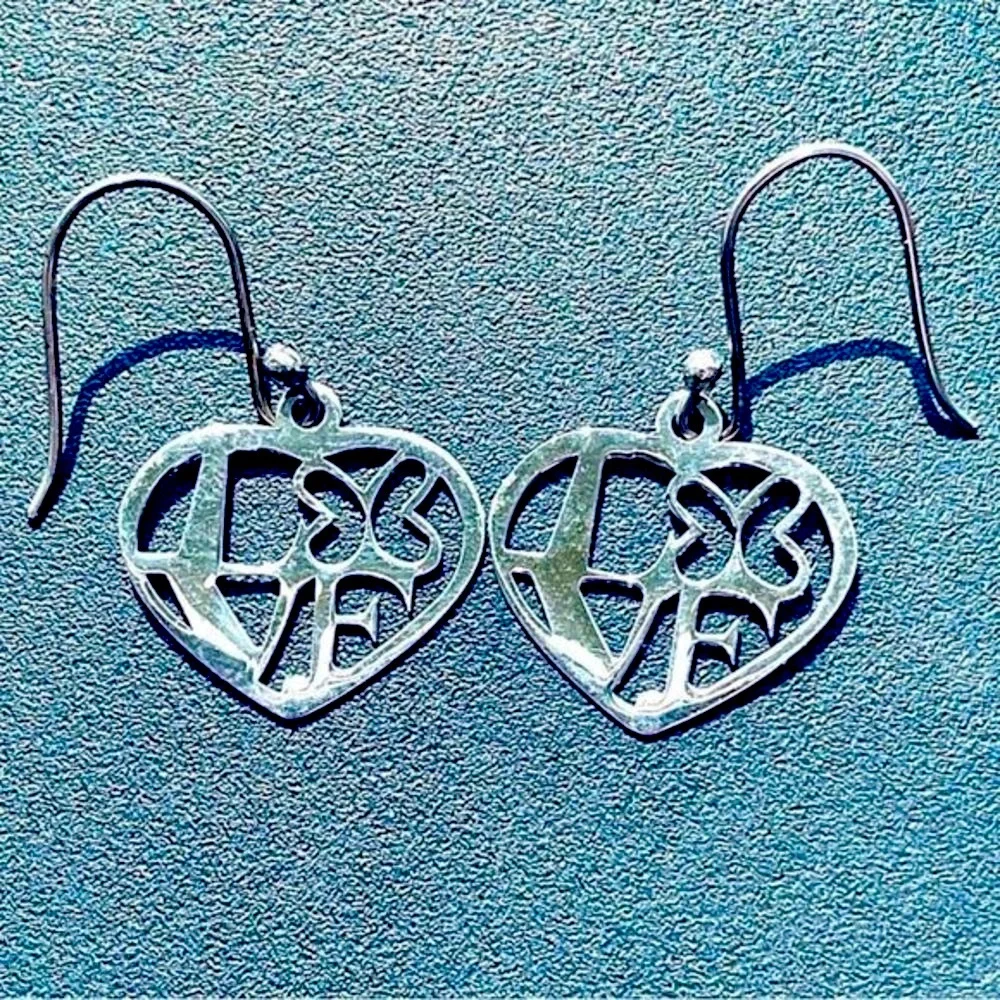 Sterling Silver Love in‎ Heart Butterfly Hook Earrings ATI 925 Mexico Stamped